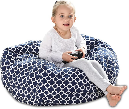 YuppieLife Kids Storage Bean Bag Cover(No Filling)Toy Organizer|Carrying Handle Sofa|Available for Kids and Teenager|Cuddle Chair|Machine Washable and Durable(27“,Leaf Clover)