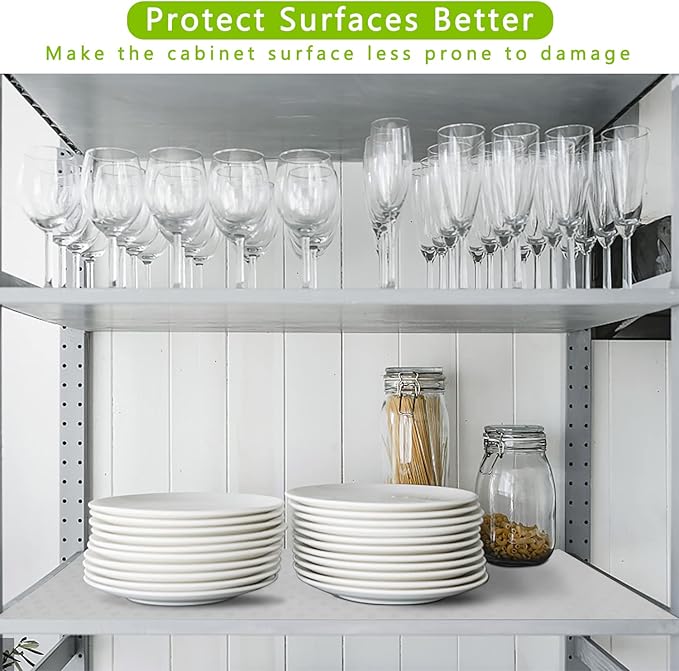 HooTown Shelf Liner Kitchen Cabinet Drawer Mats 11.8 Inch Wide x 157.5 Inch Long, Non Adhesive EVA Plastic Washable Waterproof Protective Pad for Pantry Closet, Cupboard, White