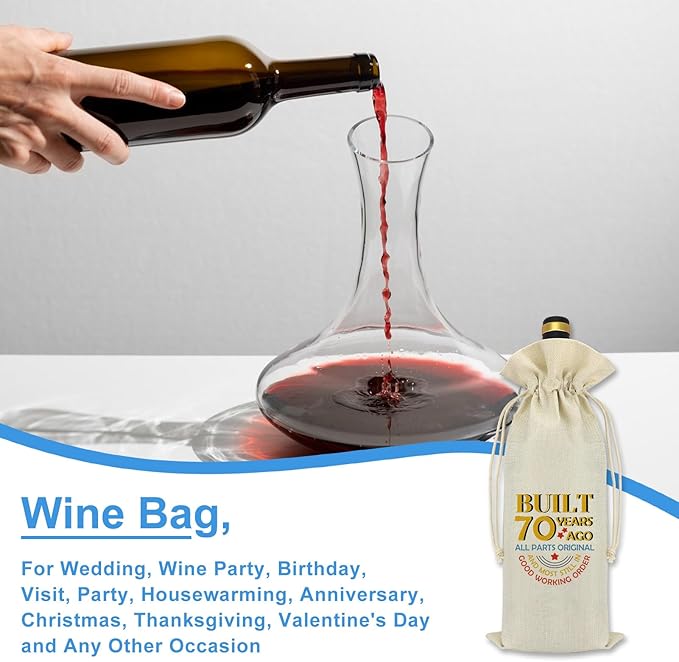 70th Birthday Gifts for Grandma Grandpa Wine Bag 70 Year Old Birthday Gift for Dad Mom 70th Anniversary Wedding Gift for Husband Wife Turning 70 Present for Women Men Decorations Wine Bottle Bag