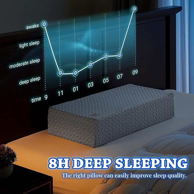 HARBOREST Cooling Cube Pillow - Side Sleeper Pillow for Neck and Shoulder Pain, Memory Foam Pillow Cube Pro with Adjustable Firmness,24"x12"x5", Grey