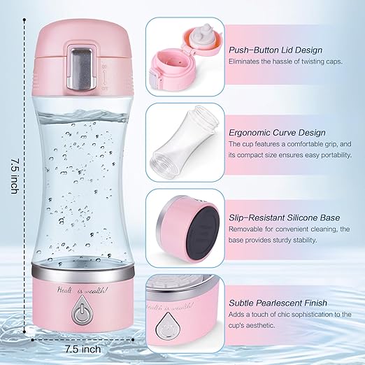 Hydrogen Water Bottle, Hydrogen Water Bottle Generator, Improve Water in 3 Minutes Hydrogen Water Machine, Suitable for Home, Office, Travel, Exercise, Gift for Love