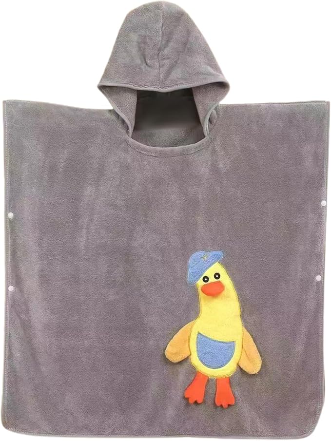 Toddler Beach Towel with Hood Kids Waffle Swim Cover Up Bath Towel Surf Poncho Boys Girls Hooded Beach Towel (C Gray, One Size)