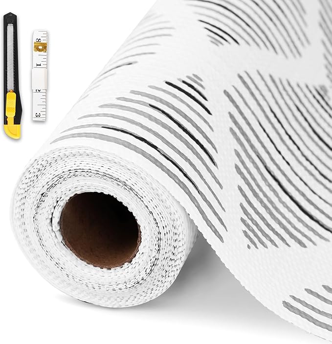 Shelf and Drawer Liner for Kitchen Cabinet-24 in x 20 FT Non-Adhesive Cabinet Liners for Shelves Non-Slip Waterproof Kitchen Drawer Liners Contact Paper Shelf Paper with Knife and Tape Measure