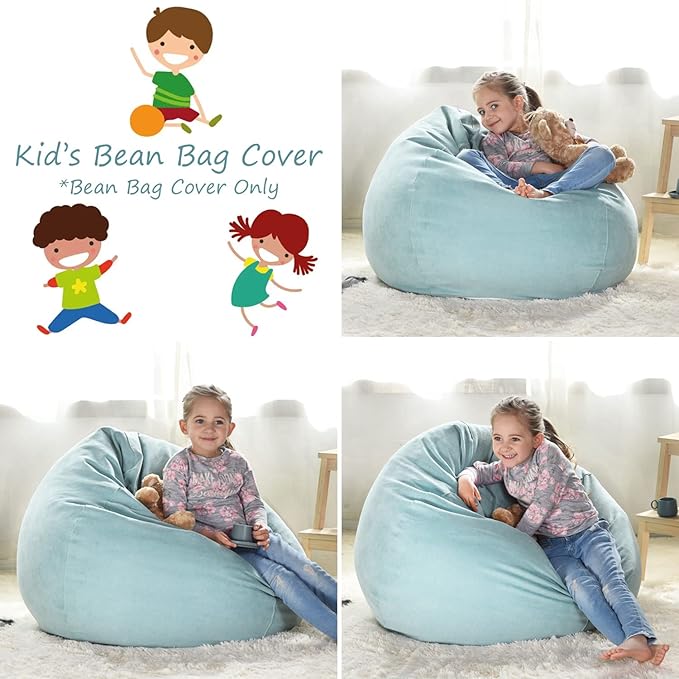 YuppieLife Stuffed Animals Bean Bag Chair Cover Candy-Colored Bean Bag(Just Cover, No filling)/Extra Large Stuff 'n Sit Organization/Toy Storage Bag/Kids Toys Organizer(38'',Mint Green)