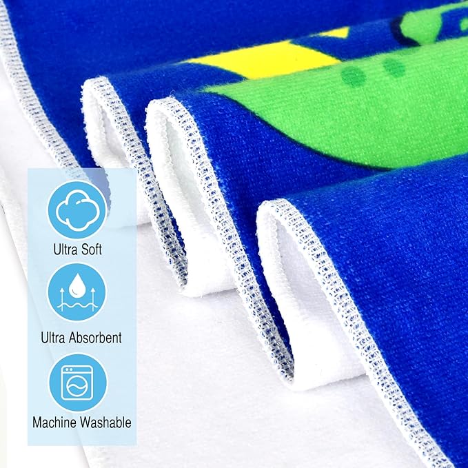 Kids Hooded Beach Towels for Boys Girls, Toddler Soft Absorbent Thickened Microfiber Bath Towel Swim Pool Towels Baby Quick Dry Lightweight Poncho Towel Cover-ups for 0-7 Years Old