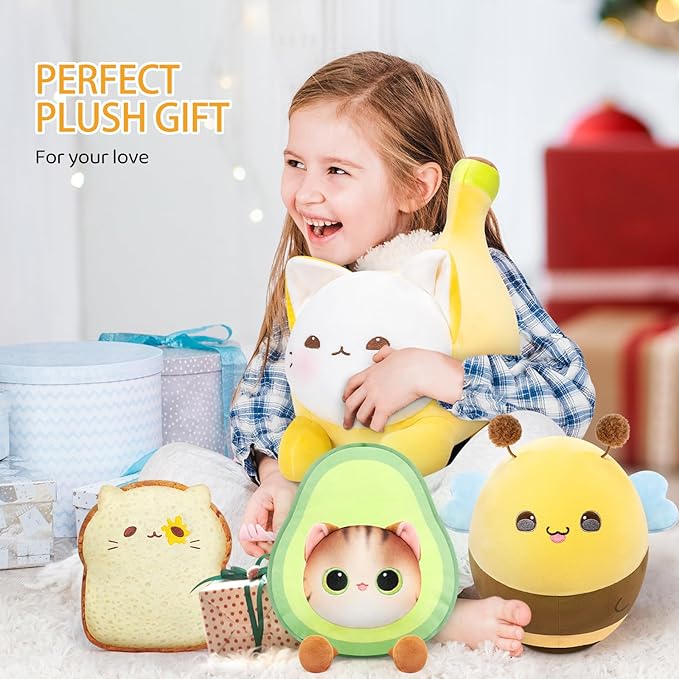 Stuffed Animal Plushie Toy, Cute Cat Plush Stuffed Pillow, Banana Cat Stuffy Toy Plush Pillow Birthday Toy for Kids & Adults