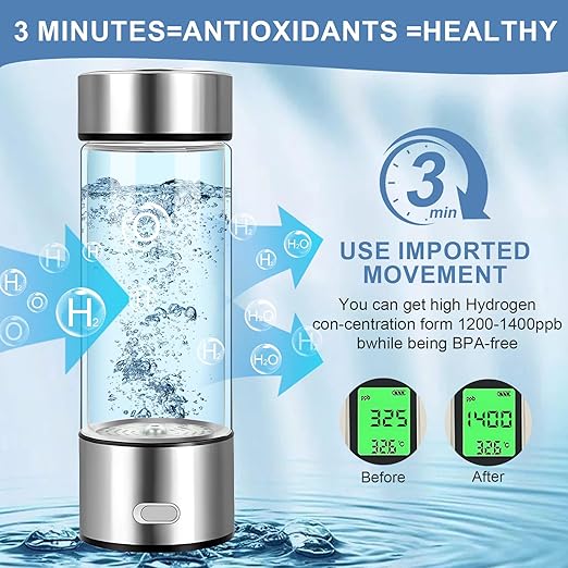 2024 Hydrogen Water Bottle, Hydrogen Water Bottle Generator, Three Minute Rapid Electrolysis, 420ml Portable Hydrogen Water Generator for Office, Daily Use, Travel, Fitness and Gifts