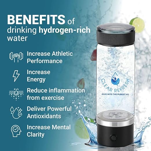 Hydrogen Infused Water Bottle Borosilicate Glass โ Travel Friendly Hydrogen Bottle for Office, School, Car โ Water Energy Boost โ Rich in Antioxidants gothydro Water Hydrogen Water Bottle