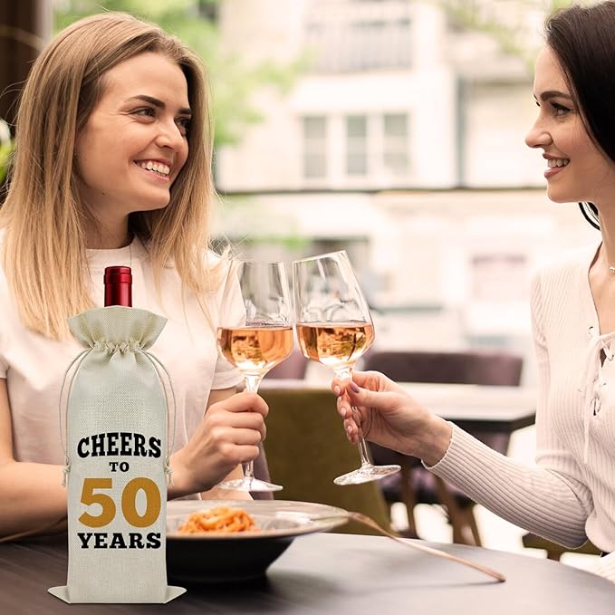 50 Years Old Birthday Gifts for Mom Wine Bag 50th Birthday Gifts for Men Cheers to 50 Years Decorations Wine Bottle Storage Bag 50th Anniversary for Couple Wine Accessories Gifts for Wine Lovers