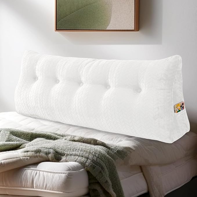Triangular Wedge Headboard Pillow Large Bolster Bed Rest Reading Pillow Backrest Positioning Support Bolster Cushion with Removable Cover