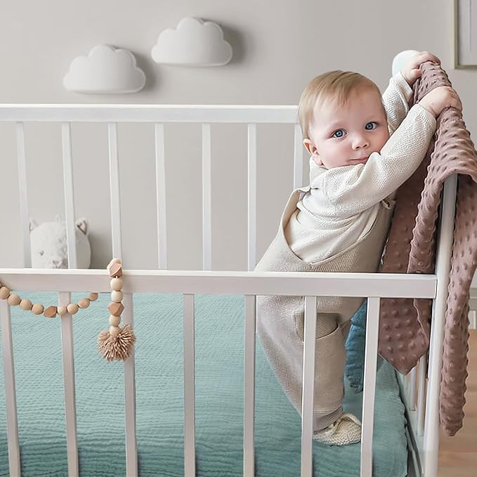 Lulumoon Muslin Mini Crib Sheets - Pack n Play Sheets Fitted for Baby - 24"x 38" Green
