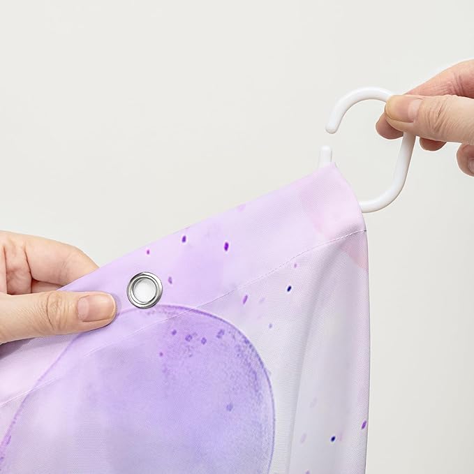 AILONEN Monster Shower Curtain for Bathroom, Cute Monster Purple Balloon Printed Bath Curtain,Women Girls Kids Minimalist Waterproof Fabric Shower Curtain Set with Hooks 36" W*72" H