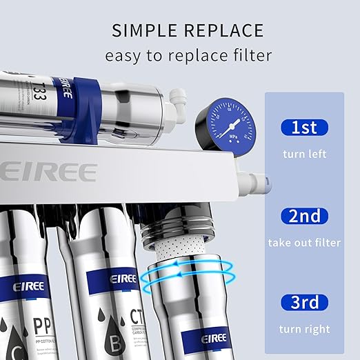 0.01μm Ultra Filtration Mineral Water Purifier Under Sink Water Filter NSF/ANSI 42 Certified Remove 99.99% of Contąminants、Pb Hg Cd、Cadmium、Chlorine、Odor、Bad,Water Filter System(5-Stage)