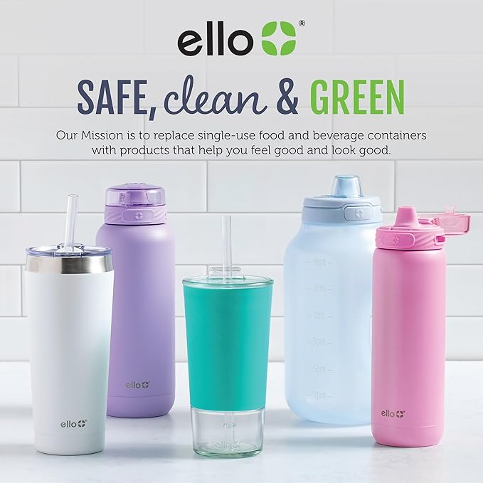 Ello Cooper Twist 22oz Stainless Steel Water Bottle with Chug Lid | Leak Proof Double Walled and Vacuum Insulated | Fits Car Cupholder | Built in Carry Loop | Dishwasher Safe | White