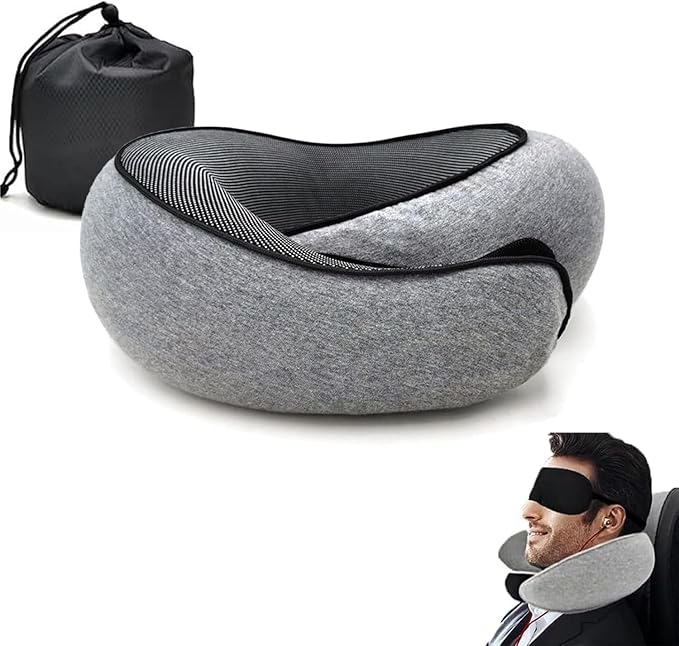 Travel Neck Pillow, Memory Foam Airplane Travel Pillow, 360 Degree Comfort and Breathability, Washable Modal Cover,Stowable U-Shaped Pillow