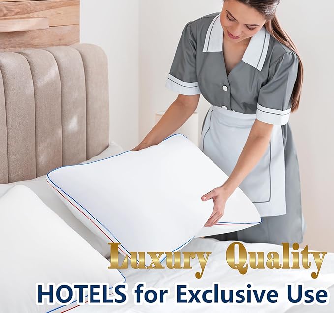 Pillows King Size Set of 2, Fluffy Bed Pillows for Sleeping, King Pillows 2 Pack with Hotel Quality, Medium Firm and Supportive Down Alternative Pillow for Side and Back Sleeper, 20" x 34"
