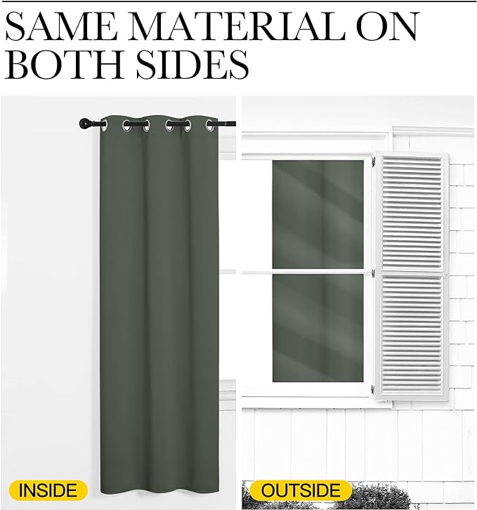 NICETOWN Thermal Insulated Curtains Blackout Draperies, Window Treatment Solid Grommet Room Darkening Drape Panels for Bedroom (Dark Mallard, Set of 2, 34 by 72 inches Long)