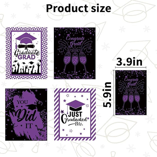 24Pcs Graduation Gift Wine Labels Congrats Grad Wine Bottle Stickers Graduation Party Waterproof Wine Bottle Decoration Cover for College Congrats Graduation Party Decorations, 4 Design