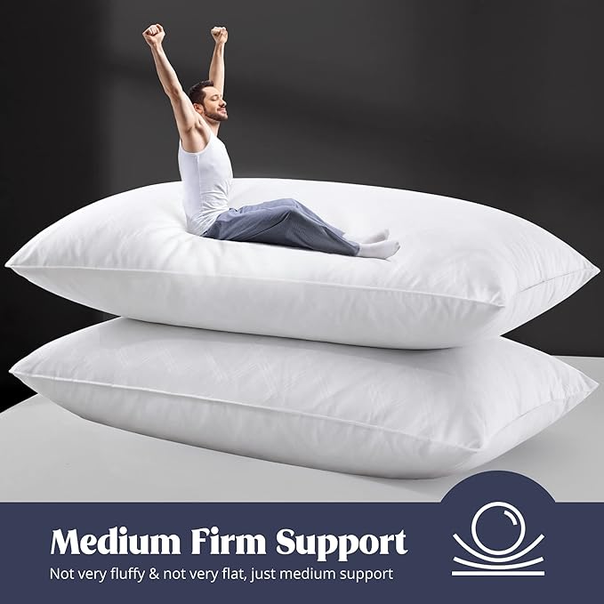 puredown® Soft Bed Pillows for Sleeping, Goose Feather Down Pillows Hotel Collection Standard Size of 2, Geometric Pattern Embossing Pillows for Back Stomach Side Sleepers (20 x 26, 2 Pack)