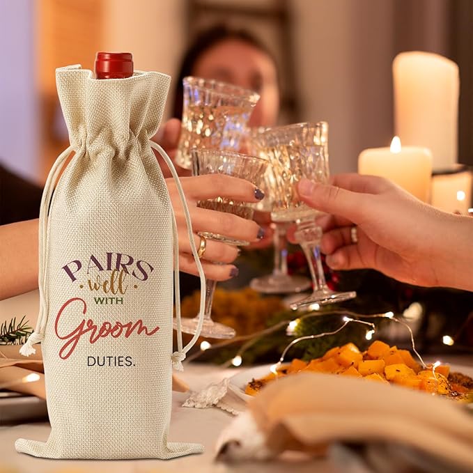 Bridal Shower Wedding Gifts Wine Bag, Groom Gifts, Wedding Shower Gifts for Groom, Bridal Shower Party Favors Wine Bag, Pairs Well with Groom Duties Wine Bottle Bag