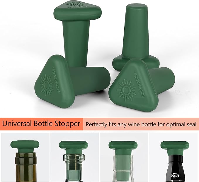 Wine Stoppers,Set of 4 Silicone Corks - Uncork,Heavy-Duty for all Bottles