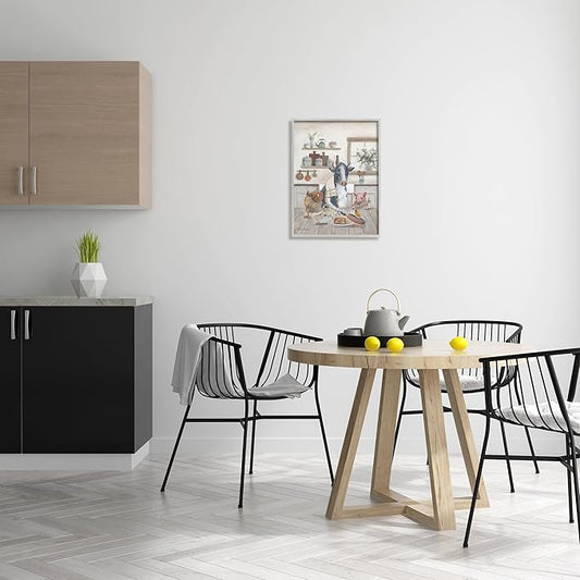 Stupell Industries Farm Animals in Kitchen Gray Framed Giclee Art Design by Pam Britton