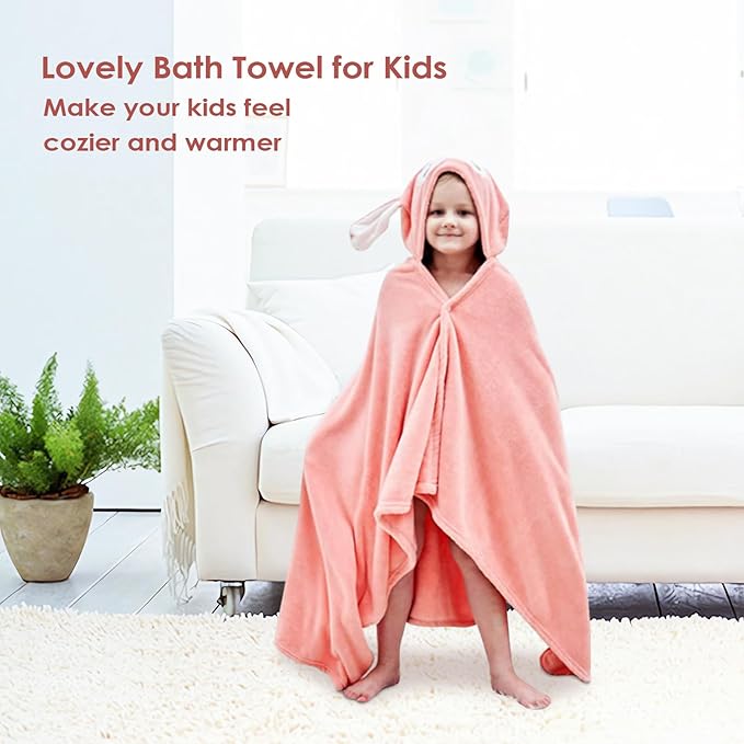 Kids Hooded Bath Towels Beach Towel Girls Boys Soft Swim Pool Cover Up Super Absorbent Cute Cartoon Animal