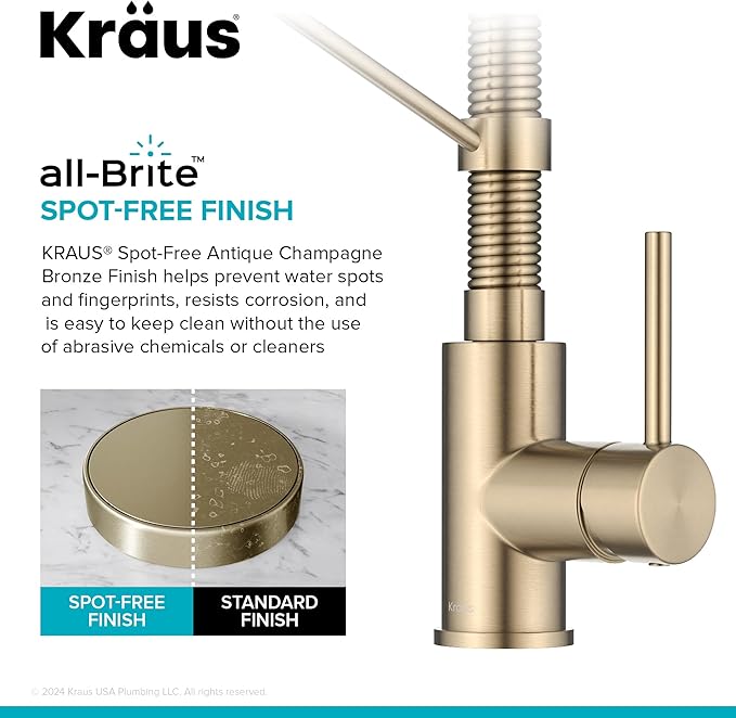 Kraus KPF-1610SFACB Bolden 18-Inch Single Handle Commercial Style Pull-Down Kitchen Faucet with Dual Function Sprayer, Spot Free Antique Champagne Bronze
