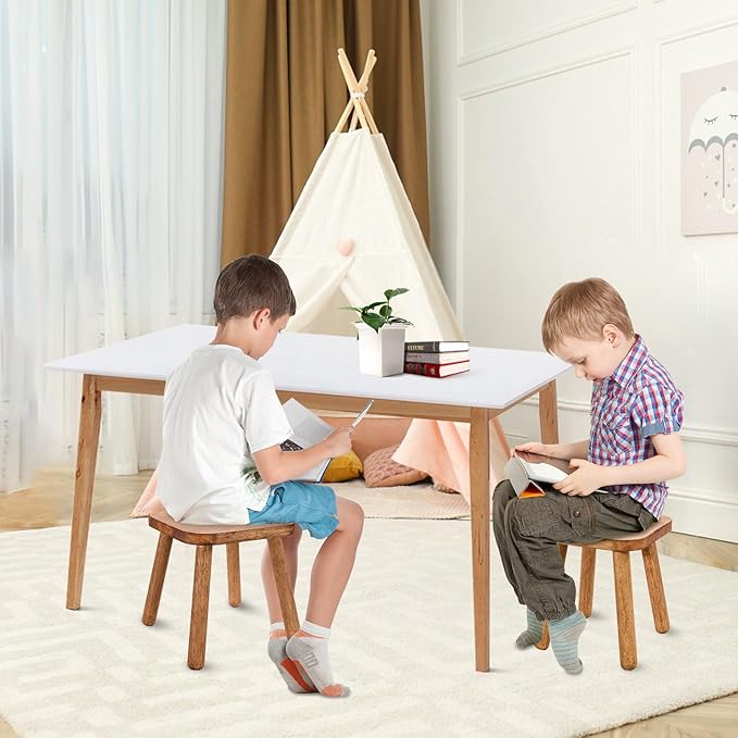 Solid Wooden Stool for Kids 11.7'' Wooden Step Stool for Adults Square Stool Wood Plant Stand Stool Wood Stool Legs Detachable for Kitchen Bathroom Living Room