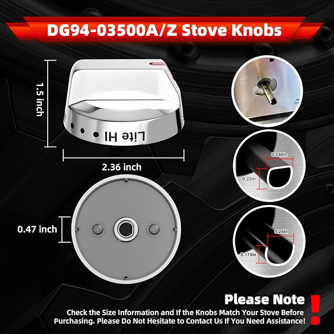 DG94-03500A/Z for Samsung Stove Knob Replacement,Electric Gas Range Knobs Locks,Compatible with 5DG94-03500U DG94-03500V NX60T8111SS /AA NE63T8311SG/AA etc Stove Knobs (5pc)