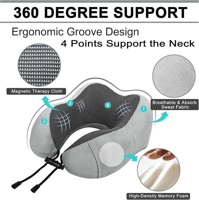 Travel Pillow and Blanket Set Neck Pillows Soft Blankets with Sleep Mask Travel Essentials for Airplane Car Memory Foam Grey