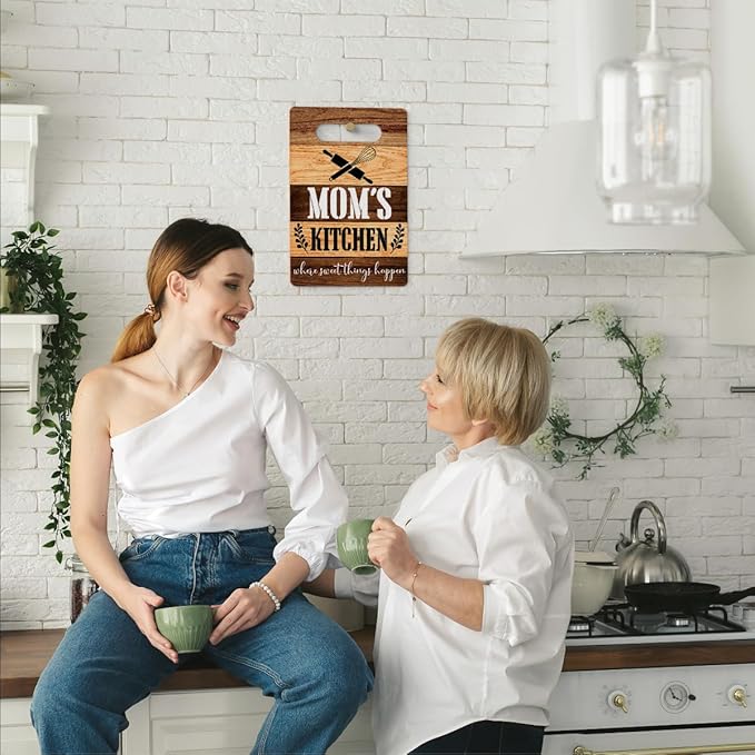 Farmhouse Kitchen Decor, Mother Gifts, Kitchen Signs Wall Decor, Mom's Kitchens Where Sweet Things Happen Wood Sign, Kitchen Gifts for Mom, Mother's Day Thank You Gifts 8 x 12 Inch