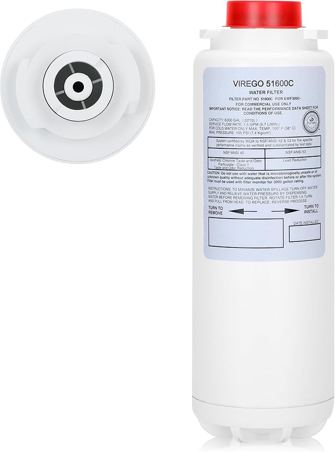51600C Filter, for Elkay 51600C Replacement Filter, By NSF/ANSI Certified, Water Filter 51600C Compatible with Ezh2o Filter Replacement Bottle Stations, 51600C High Capacity Filter 6000 Gal (No Chip)