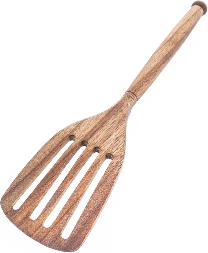 Labrea Life and Home 1pc Solid Acacia Wooden Slotted Spatula Spurtle Kitchen Utensils Cooking Baking Home Essentials 12.5 Inch