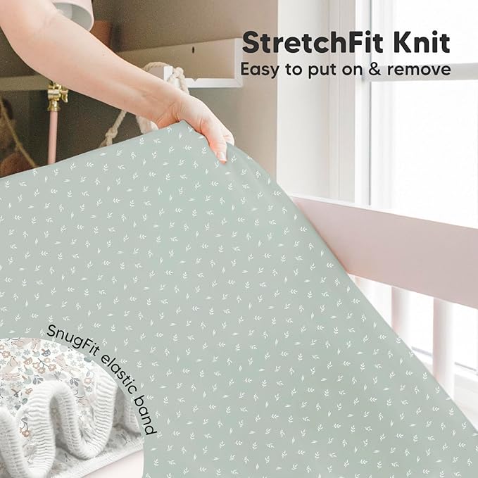 2-Pack Crib Sheets for Boys,Girls - Viscose Derived from Bamboo Fitted Crib Sheet, Organic Baby Crib Sheets, Crib Mattress Sheet,Toddler Bed Sheets, Baby Sheets for Crib Fitted Sheets (Prairie)