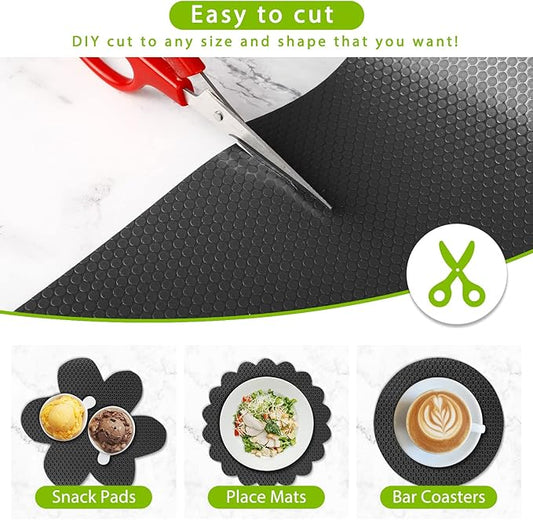 HooTown Shelf Liner Kitchen Cabinet Drawer Mats 11.8 Inch Wide x 13 Feet Long, Non Adhesive EVA Rubber Washable Waterproof Pantry Closet, Cupboard, Drawer Organizer Mat, Black