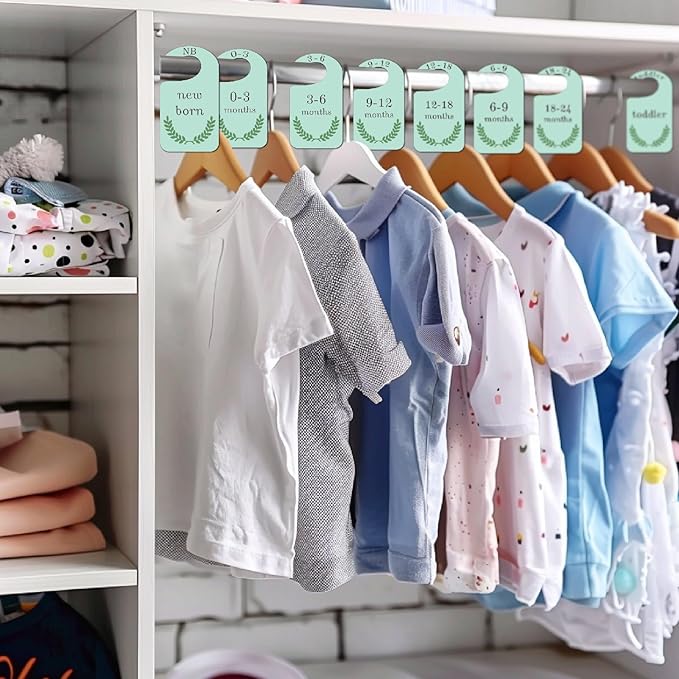 CRASPIRE 10Pcs Leaf Wood Baby Wardrobe Dividers Plant Clothes Size Dividers Closet Organizers Nursery Decor from Newborn to 36 Month Hanger Baby Infant Wardrobe Divider for Newborn Baby Shower