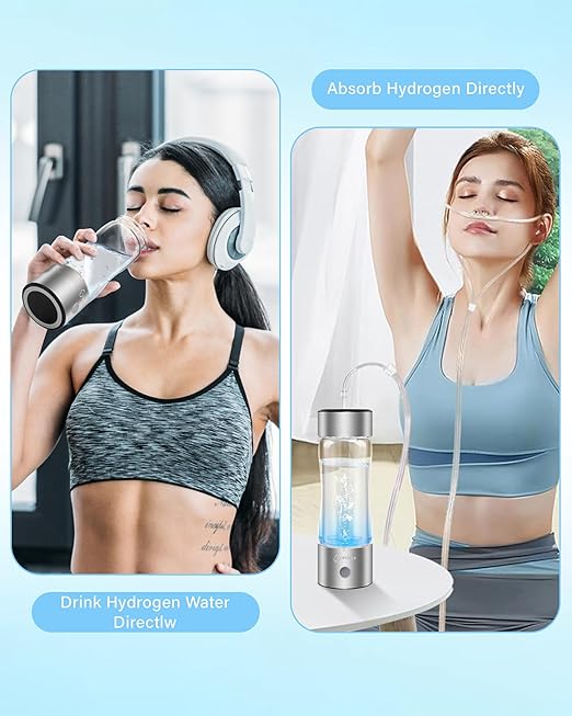 Hydrogen Water Bottle, 2024 Hydrogen Water Bottle Generator with SPE PEM Technology Water Ionizer, Hydrogen Water Machine Improve Water in 3 Minutes for Home, Office, Travel, Daily Drinking(Silver)