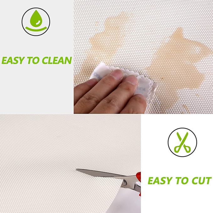 Kitchen Shelf Liner Drawer Liners, Non-Adhesive Refrigerator Liners Waterproof Fridge Mats with Strong Durable Kitchen Cabinets Mat for Drawers, Shelves, Pantry