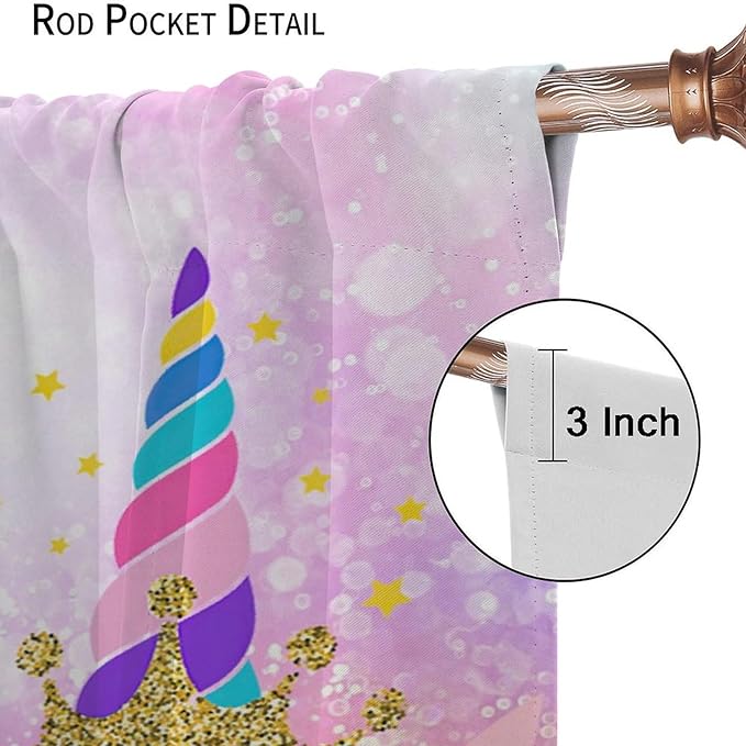 Kids Unicorn Curtains Kids Girls Boys Rainbow Unicorn Pattern Blackout Curtains Bedroom Curtains 63x72 Inches 2 Panels