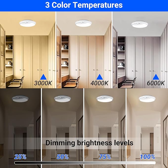 Rechargeable Motion Sensor Light with Remote,7.5inch 600LM 10000mAh Battery Powered Ceiling Light Motion Sensor Battery Operated Lights indoor,Battery Pir Light for Loft Garage Hallway Bathroom-2Pack