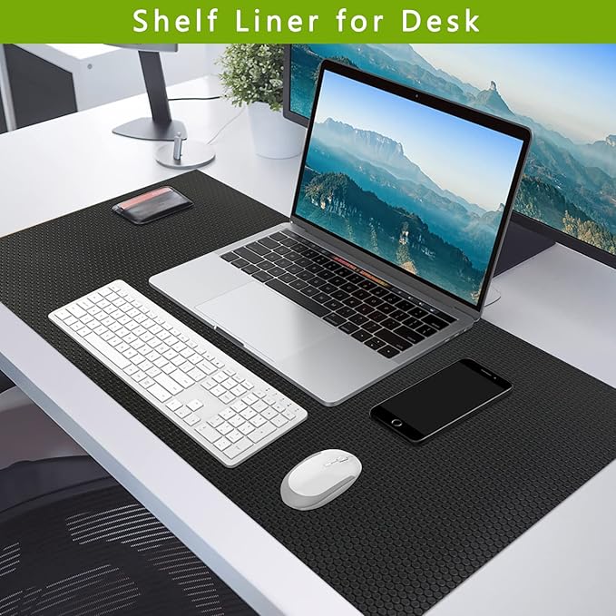 HooTown Shelf Liner Kitchen Cabinet Drawer Mats 23.6 Inch Wide x 13 Feet Long, Non Slip EVA Plastic Water Resistant Pad for Bathroom Drawers, Shoe Shelves, Under Sink, Black