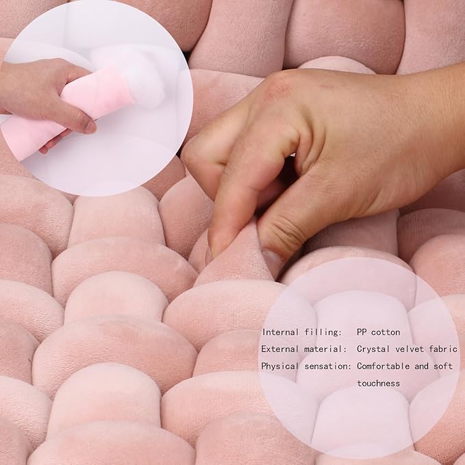 XHJRI Thickened Braided Knot Seat Mat, Knotted Floor Decorative Cushion, Handmade Baby Infant Playing Pad Nursery Rug (27.5 * 31.5 Inch,Rose Gold)