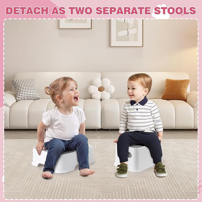 GAOMON Toddler Step Stool, 2 Step Stool for Kids, Toddler Step Stool for Bathroom Sink, Non-Slip Double up Kids Step Stool for Potty Training, Kitchen, Bedroom, Toilet (2 Pack, Pink)