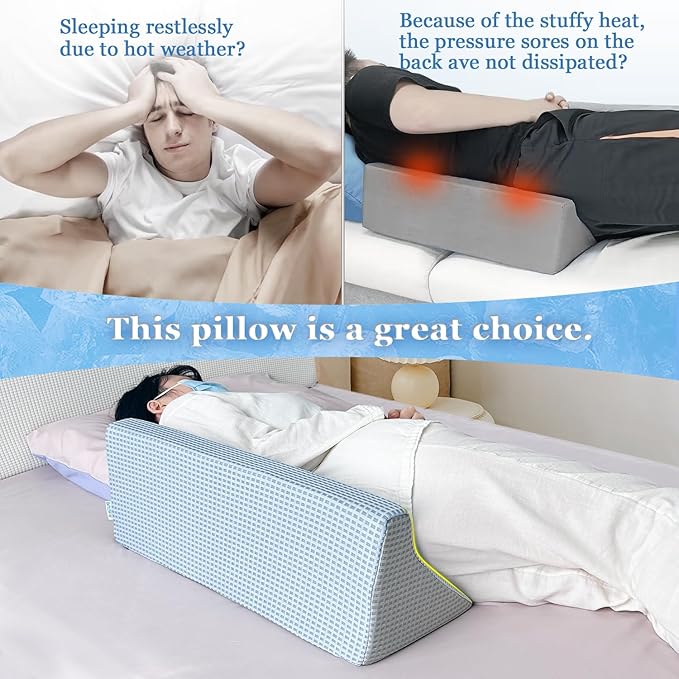Wedges for Bed Positioning Sleeping Bed Wedge Pillow Foam Bed Sores Medical Pillows Side Sleepers Incline Cushion Post Surgery Elderly Pregnancy Back Leg Support Body Positioners Cooling Wedge