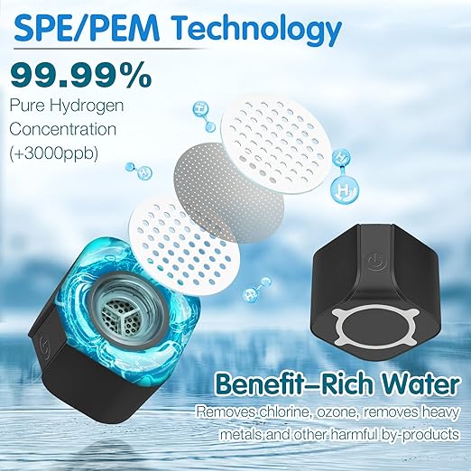Hydrogen Water Bottle Generator with Gas Inhaler Molecular H2 Maker Machine SPE/PEM Technology Generates Real 3000ppb Pure Hydrogen Concentration Dupont Membrane Purification Vent (Black)