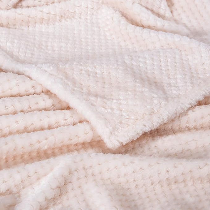 Fuzzy Throw Blanket, Plush Fleece Blankets for Adults, Toddler, Boys and Girls, Warm Soft Blankets and Throws for Bed, Couch, Sofa, Travel and Outdoor, Camping (Twin(60"x80"), XL1-Cream)