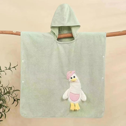 Toddler Beach Towel with Hood Kids Waffle Swim Cover Up Bath Towel Surf Poncho Boys Girls Hooded Beach Towel (C Green, One Size)