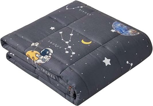 Weighted Blanket Kids (40"x60" 7lbs) Cooling Weighted Blanket for Sleeping, Throw Size Breathable Blanket with Premium Glass Bead(Space Grey)