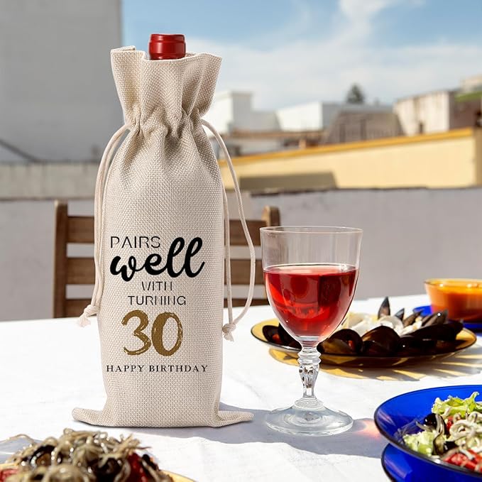 30th Birthday Gifts Women Men, Best Gifts for 30 Year Old Man Mom Dad Friends Wine Gift Bag, Wine Accessories Gifts Anniversary 30th Birthday Decorations Wine Bag Wine Bags for Wine Bottles Gifts